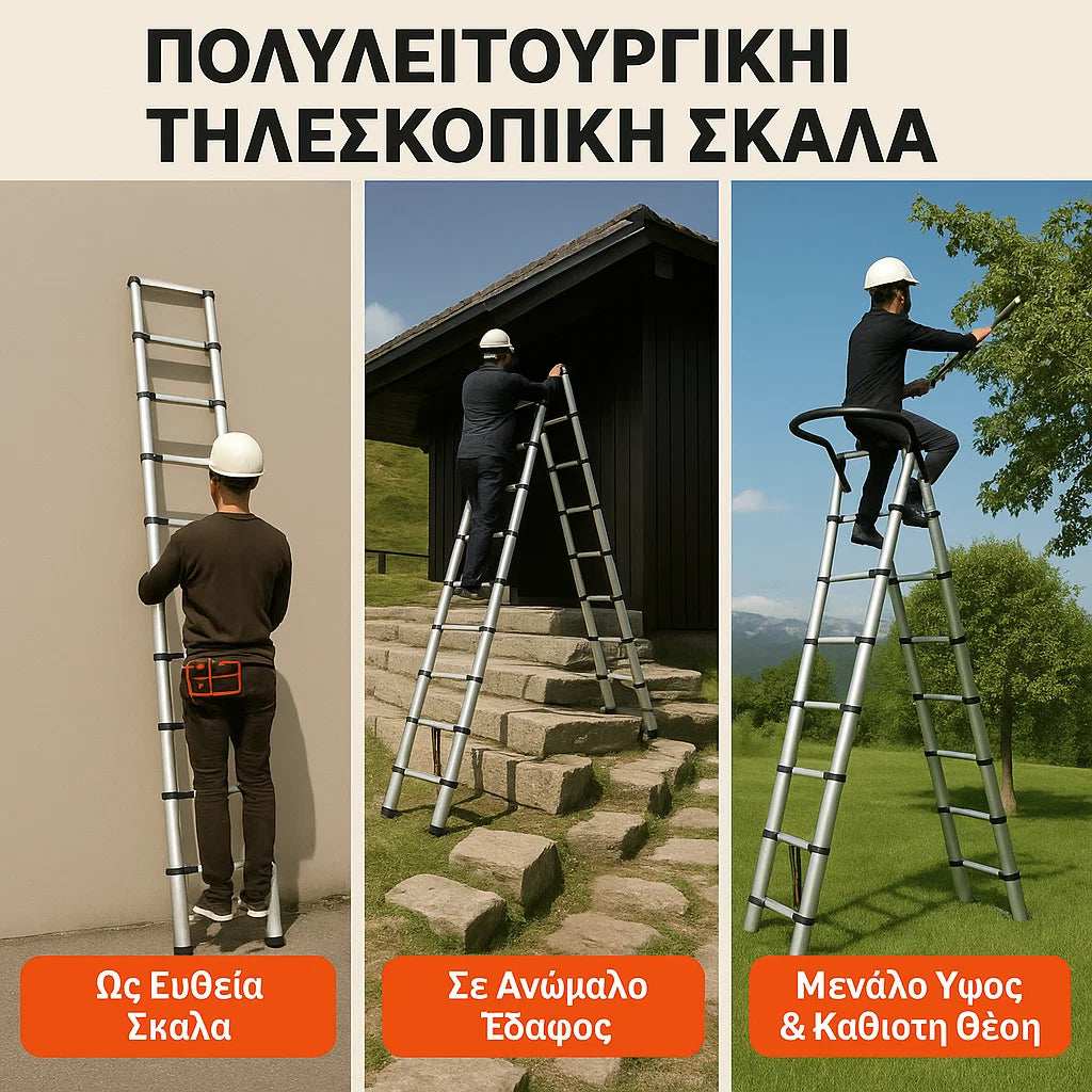 5M Τηλεσκοπική Σκάλα Αλουμινίου Πτυσσόμενη