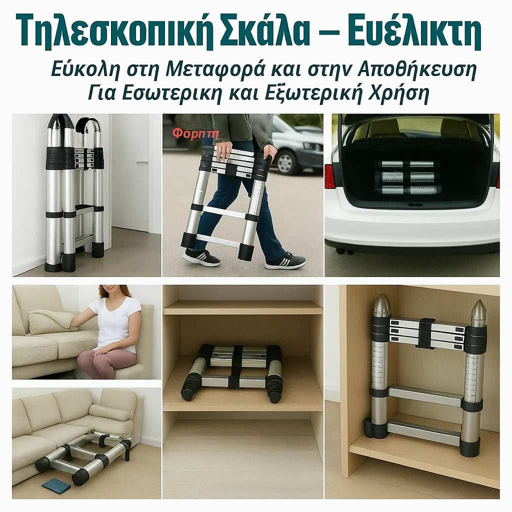 5M Τηλεσκοπική Σκάλα Αλουμινίου Πτυσσόμενη