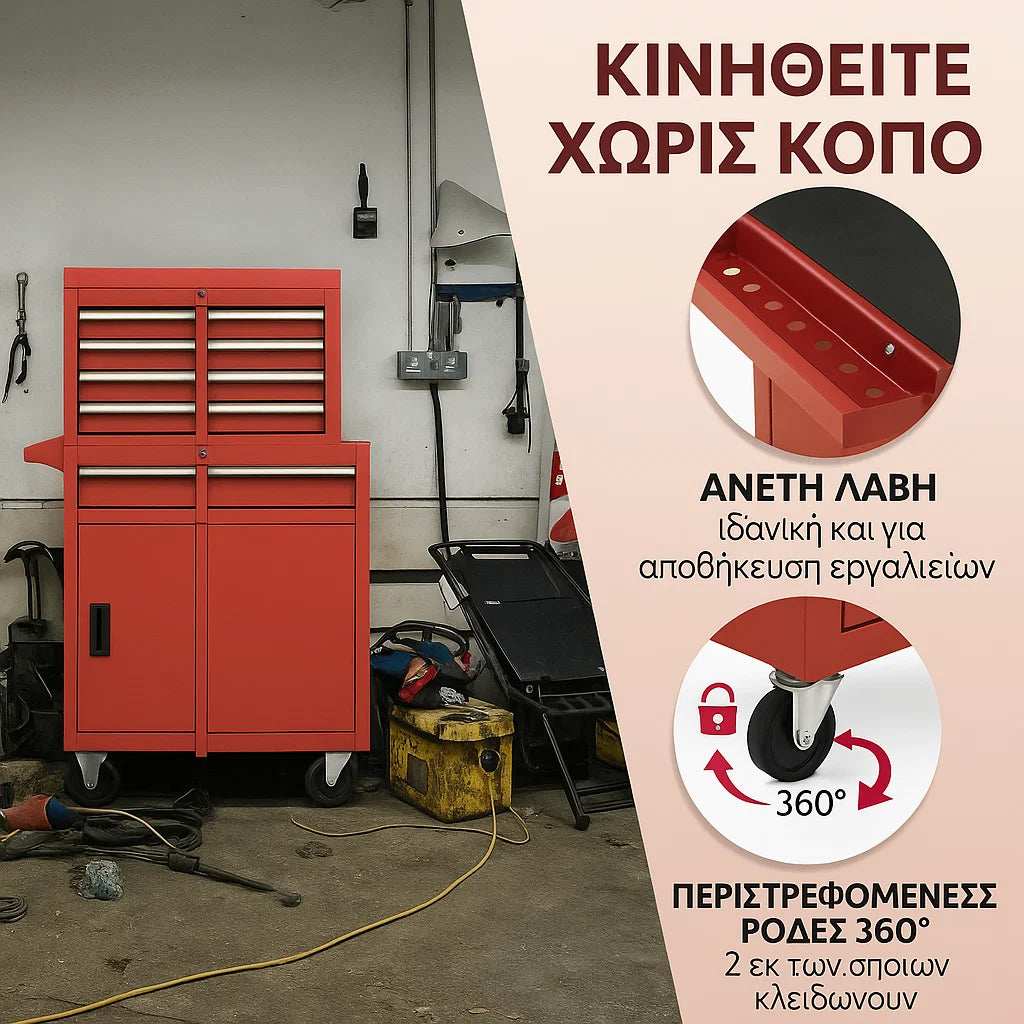 Κασετίνα εργαλείων με ροδάκια και κλείδωμα – Καρότσι αποθήκευσης με ασφάλεια και ευκολία στη μετακίνηση.